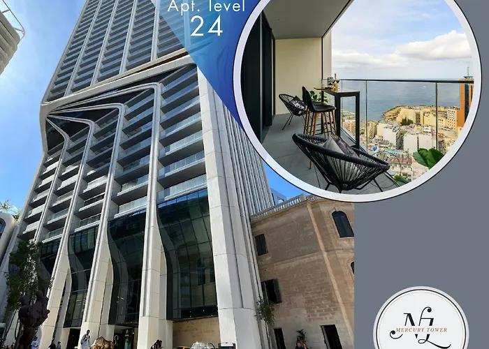 24th Floor Sea View In Mercury Tower St Julians דירה